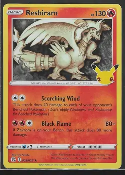 Reshiram Holo Rare - Celebrations Pokemon TCG Trading Card 02/25 - Image 1