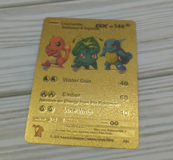 Charmander Bulbasaur Squirtle Foil Metal Pokemon Card Gift Fan Art Collectible - Image 1