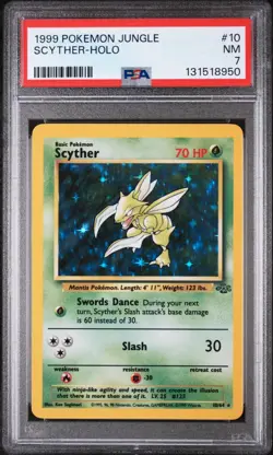 Vintage Scyther 10/64 Jungle holo - PSA graded 7 NM - Pokemon TCG card - Image 1