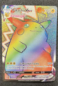 Pokemon Pikachu TCG VMAX Rainbow Secret Holo Rare Full Art Card 188/185 - Image 1