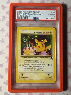 2000 Pokemon Promo Birthday Pikachu Holo Black Star PSA EX-MT 6 Card - Image 1