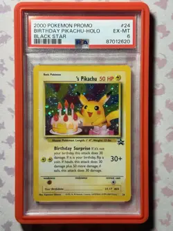 2000 Pokemon Promo Birthday Pikachu Holo Black Star PSA EX-MT 6 Card - Image 2