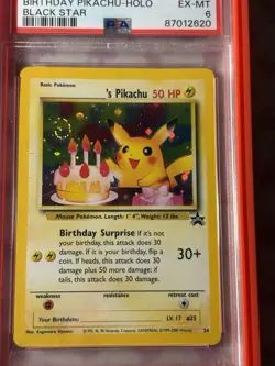2000 Pokemon Promo Birthday Pikachu Holo Black Star PSA EX-MT 6 Card - Image 3