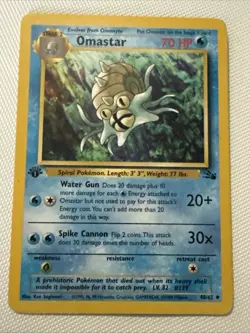 Pokemon Omastar 40/62 Fossil 1st Edition Pokemon Uncommon Vintage NM TCG WOTC - Image 1