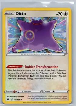 Pokemon TCG Crown Zenith Ditto 107 Holo Rare - Image 1