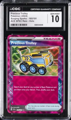 2024 POKEMON SURGING SPARKS ACE SPEC RARE #185 PRECIOUS TROLLEY CGC 10 GEM MINT - Image 1