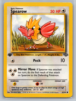 Spearow 62/64 1st Edition Regular Non Holo WoTC Pokemon Jungle Set LP English - Image 1