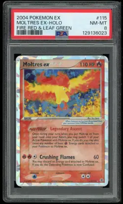 Pokemon Moltres EX Holo Secret Rare Fire Red & Leaf Green 115/112 PSA 8 NM-MT - Image 1