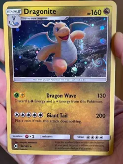 POKEMON DRAGONITE 96/149 RARE COSMOS HOLOFOIL WITH HD GALAXY SWIRL SUN & MOON NM - Image 1