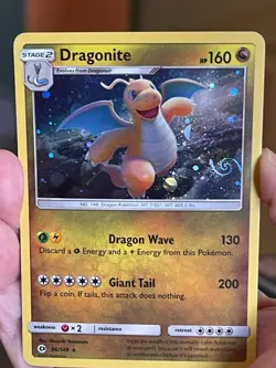 POKEMON DRAGONITE 96/149 RARE COSMOS HOLOFOIL WITH HD GALAXY SWIRL SUN & MOON NM - Image 3