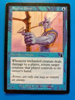MTG 1x Sigil of Sleep # 46 Urza's Destiny Magic the Gathering Card x1 DAMAGED - Image 1