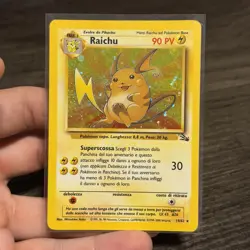 Pokemon Unlimited Fossil Set Holo Rare Raichu LP #14/62 Vintage Card - Image 1