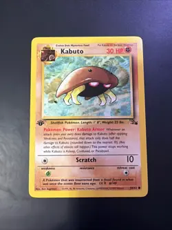 Pokemon TCG Kabuto Fossil 1st Edition Common Card 50/62 Regular - Image 1