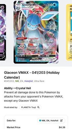 Glaceon VMAX - (Holiday Calendar) 041/203 Miscellaneous Cards & Products Holo - Image 4
