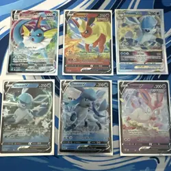6 Eeveelution Pokemon Cards Vmax, Vstar, V, Flareon, Glaceon, Vaporeon, Sylveon - Image 1