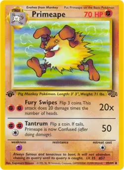 Primeape 43/64 Uncommon Jungle 1st Edition Non Holo Pokemon Card - Image 1
