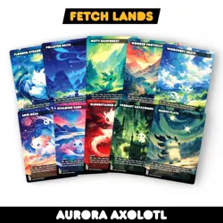 Aurora Axolotl Fetch Lands Bundle - Set of 10 Playtest for Magic Commander - Image 1