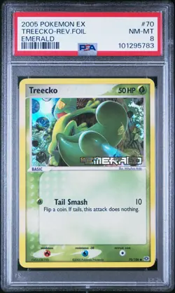 Treecko 70/106 Pokemon Ex Emerald Reverse Holo Stamped PSA 8 NM/MINT - Image 1