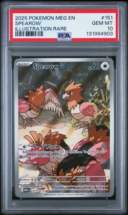 2025 POKEMON MEG EN-MEGA EVOLUTION ILLUSTRATION RARE #151 SPEAROW PSA 10 - Image 1