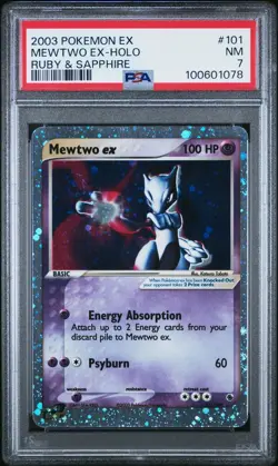 Pokemon 2003 Mewtwo EX 101/109 Ruby & Sapphire Holo PSA 7 Near Mint NM Swirl! - Image 1