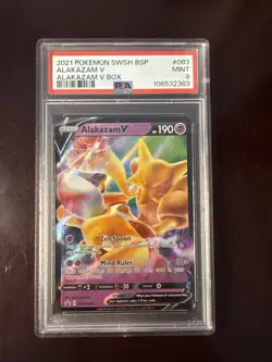 2021 Pokemon SWSH Black Star Promo 083 - PSA MINT 9 - ALAKAZAM V - Image 1