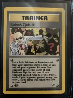 ?Blaine's Quiz #1 097/132 Gym Heroes Regular Rare 1st Ed Single Card- Pokemon Lp - Image 1