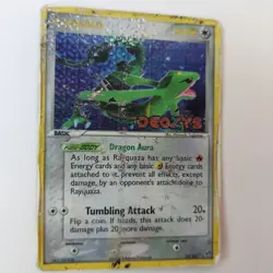2005 Rayquaza Holo Rare ?Stamped? Pokemon Card #22/107 EX Deoxys Bad Condition - Image 4