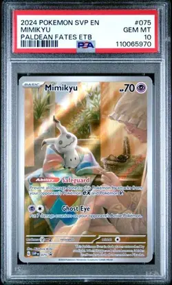 2024 POKEMON SVP EN-SV PALDEAN FATES ETB PROMO #075 MIMIKYU PSA 10 - Image 1