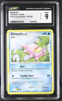 CGC 9 MINT Slowpoke 2008 Great Encounters 82/106 Pokemon Card - Image 1