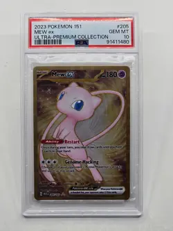 2023 Pokemon Mew ex Full Art 151 UPC Gold Metal Promo Card 205/165 PSA 10 GEM MT - Image 1