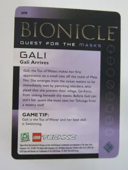 GALI ARRIVES BIONICLE QUEST FOR THE MASKS CARD 119 FULL ART NEV PLAYED NM - Image 2