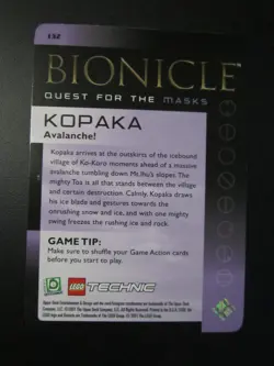 KOPAKA BIONICLE QUEST FOR MASKS AVALANCHE CARD 132 FULL ART LEGO NEVER PLAYED NM - Image 2