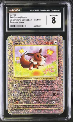 CGC 8 Eevee 2002 Legendary (Collection) 74/110 Reverse Holo Pokemon Card - Image 1