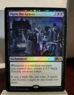 MTG Open The Graves Core Set 2019 Foil Promo MP X1 Magic The Gathering - Image 1