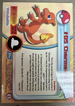 1999 Pokemon Topps #05 Charmeleon TV Animation Edition Holo Foil Series 1 - Image 2