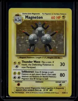 Pokemon TCG Magneton 9/102 Base Set Holo Rare HP - Image 1