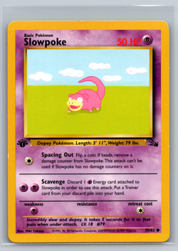 Pokemon Slowpoke 55/62 WotC Fossil 1st Edition Common LP - Image 1