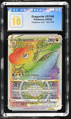 Pokemon CGC 10 PRISTINE Dragonite VSTAR 2022 Pokemon Go 081/078 Hyper Rare Pop31 - Image 1