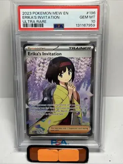 2023 POKEMON MEW EN-151 ULTRA RARE #196 ERIKA'S INVITATION PSA 10 - Image 1