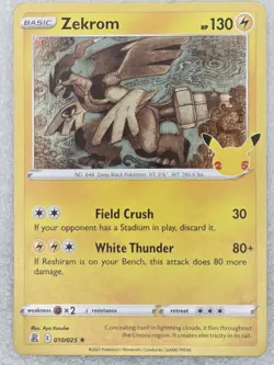 Zekrom 10/25 Holo Rare 25th Anniversary Celebrations Pokemon TCG NM Pack Fresh! - Image 1