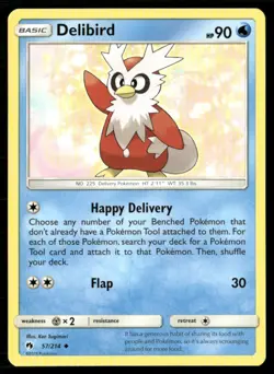 2018 Sun & Moon - Lost Thunder Delibird Basic/Uncommon #57 - Image 1