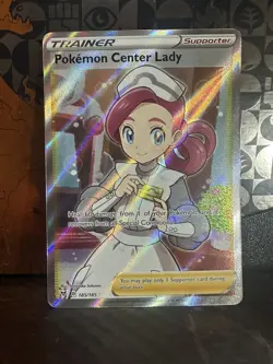 Pokemon Center Lady Sword & Shield Vivid Voltage Full Art Ultra Rare #185 NM - Image 1