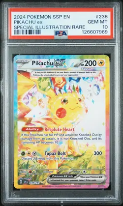 2024 POKEMON SSP EN-SURGING SPARKS SPECIAL ILLUSTRATION RARE PIKACHU EX PSA 10 - Image 1