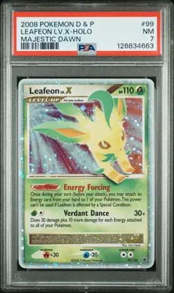 2008 POKEMON DIAMOND & PEARL MAJESTIC DAWN #99 LEAFEON LV.X-HOLO PSA 7 - Image 1