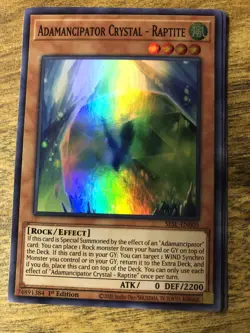 YuGioh Adamancipator Crystal - Raptite NM (1st Ed.) SESL-EN005 Super Rare Card - Image 1