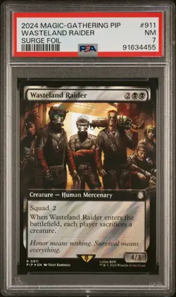MTG Wasteland Raider Extended Surge Foil - Fallout (PIP) #911 Rare PSA 7 POP 1 - Image 1