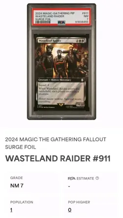 MTG Wasteland Raider Extended Surge Foil - Fallout (PIP) #911 Rare PSA 7 POP 1 - Image 4