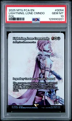 2025 MTG FINAL FANTASY: THROUGH THE AGES FOIL LIGHTNING, LONE COMMANDO PSA 10 - Image 1