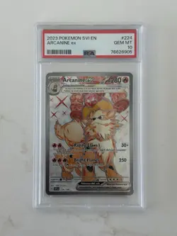 Arcanine Ex 224/198 Scarlet & Violet Base Ultra Rare Pokemon PSA 10 - Image 1