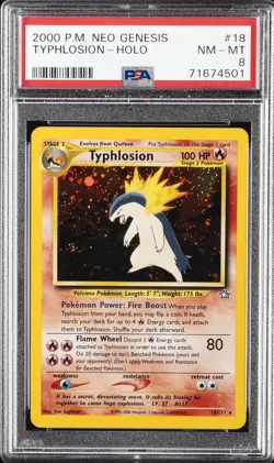 2000 POKEMON NEO GENESIS #18 TYPHLOSION-HOLO PSA 8 - Image 1